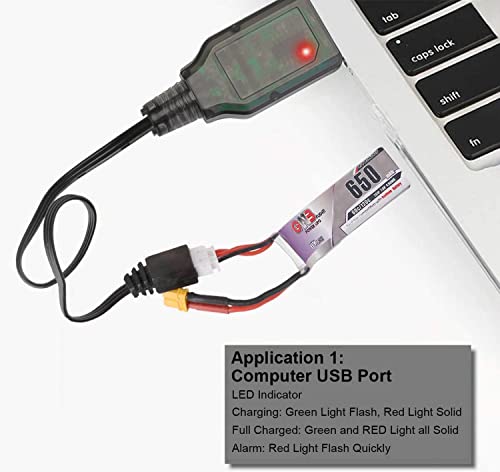 Crazepony USB Charger Cable for 2S LiPo Battery