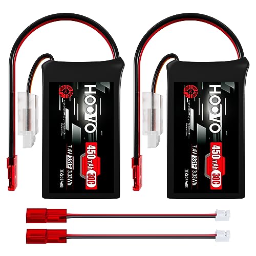 2-Pack HOOVO 7.4V 450mAh LiPo Batteries