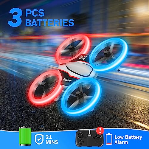 Kids Mini Drone with LED Lights and 3 Batteries