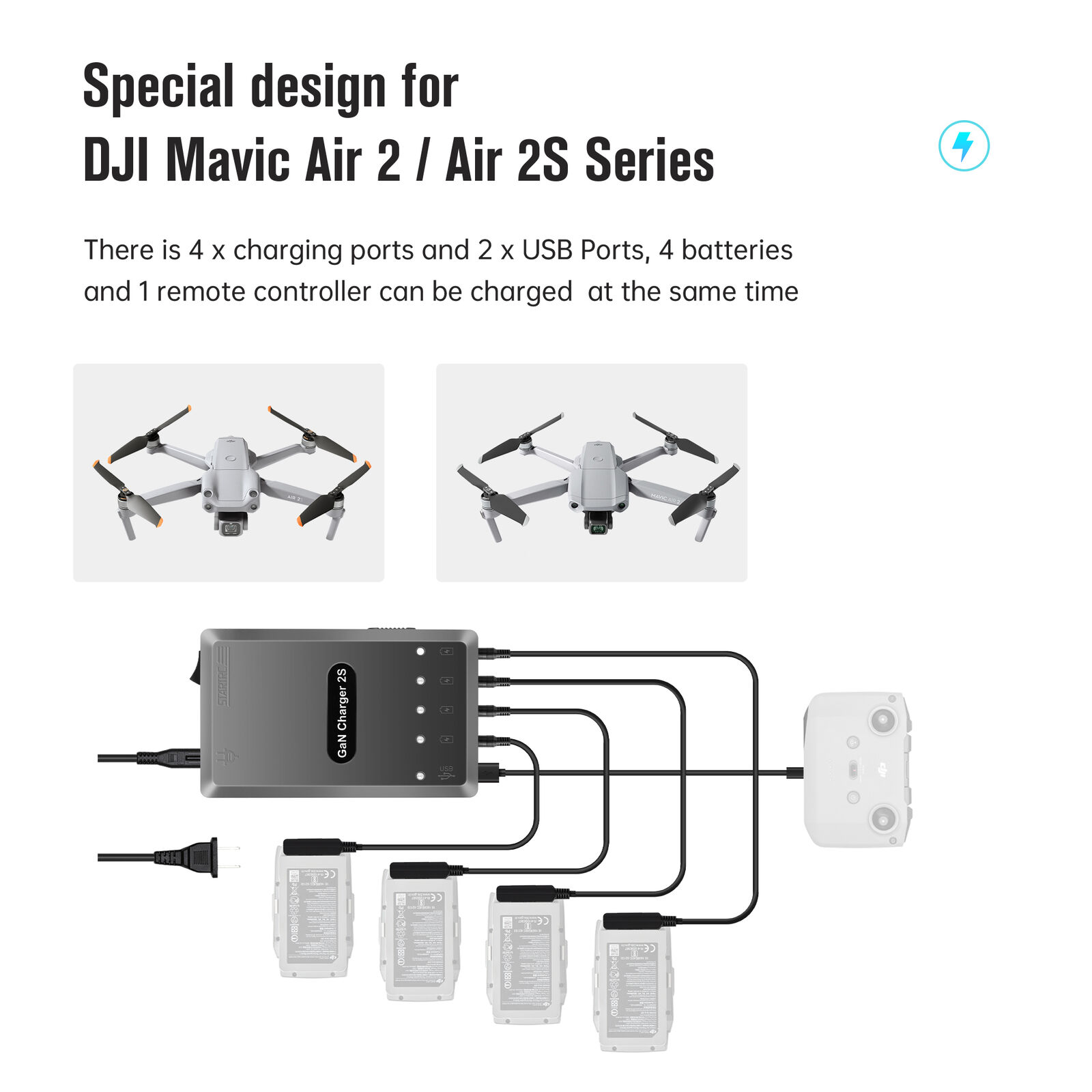 6-in-1 120W Battery Charger for DJI Mavic Air