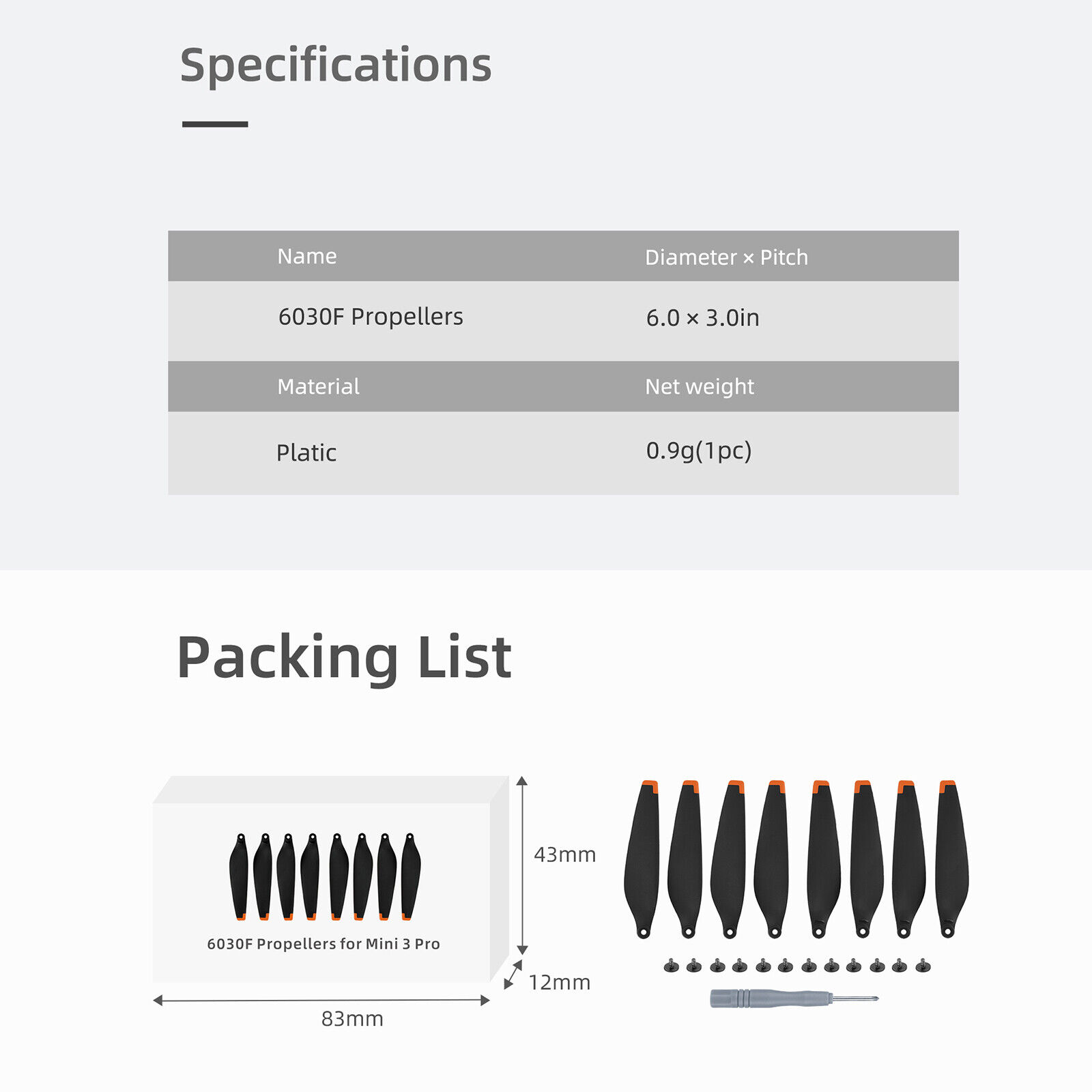 16PCS Quiet Propeller Blades Set for DJI Mini 3