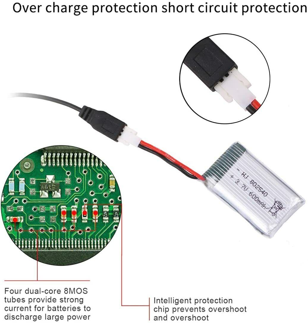 3.7V 600mAh Lipo Battery with USB Charger