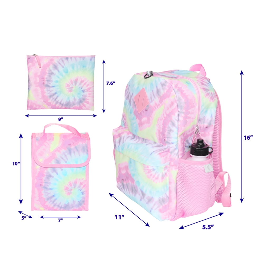 Ralme Tie Dye Girl's Backpack Set with Accessories