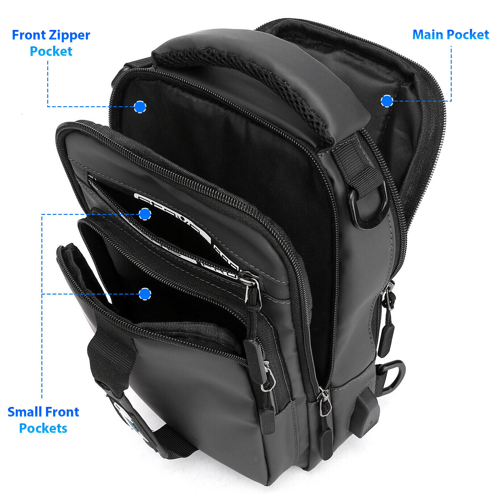 Anti-Theft Sling Bag with USB Port