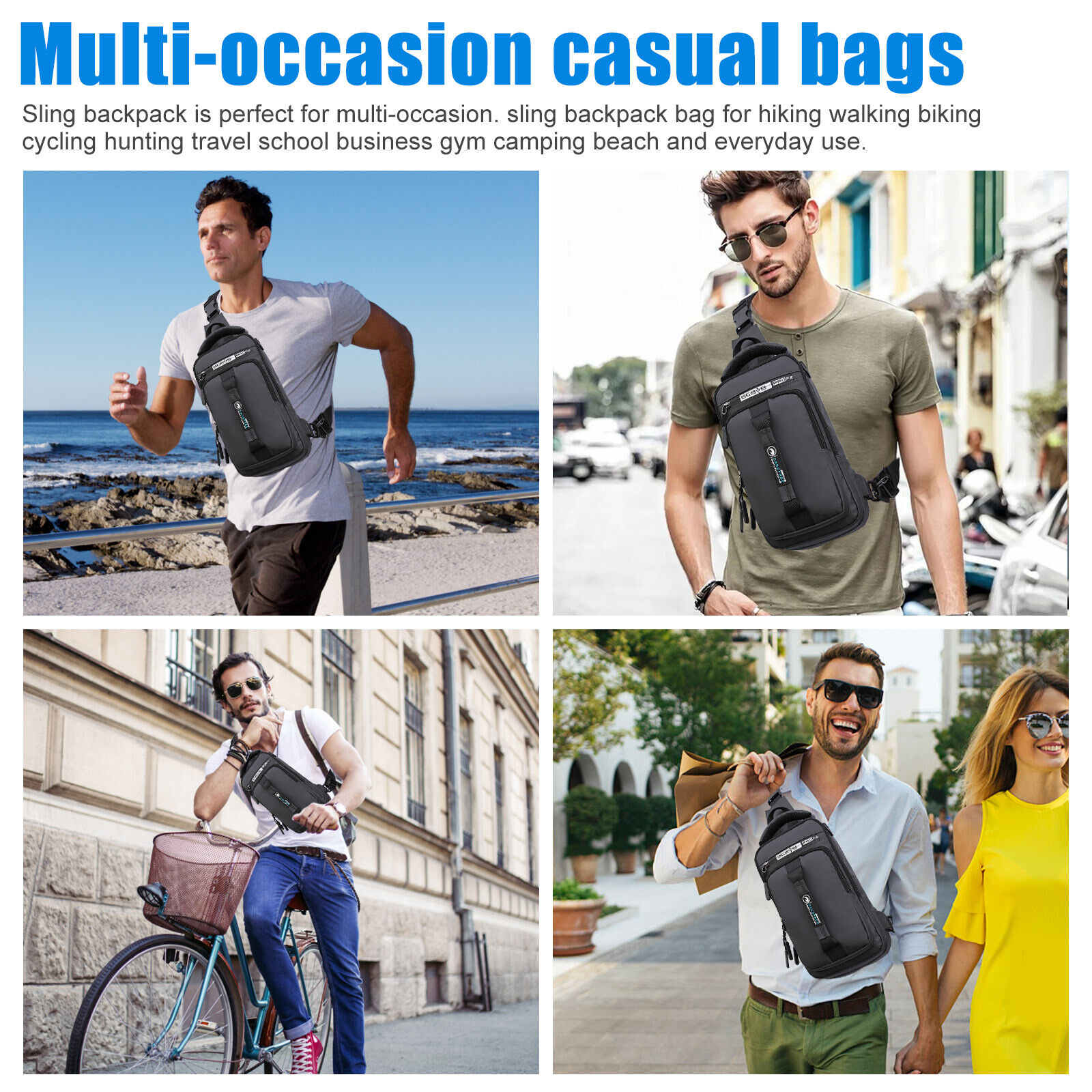 Anti-Theft Sling Bag with USB Port