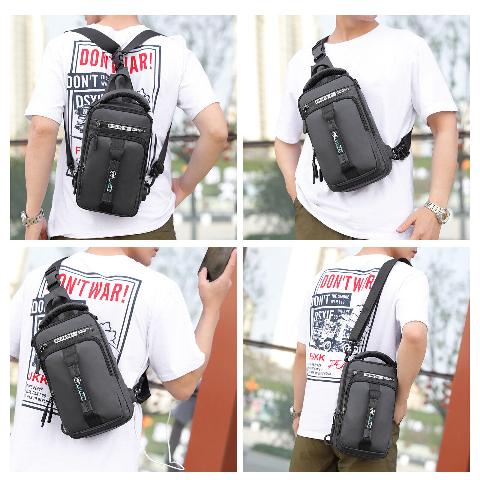 Anti-Theft Sling Bag with USB Port