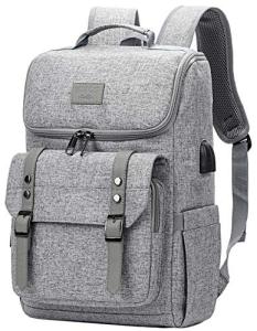 Vintage Laptop Backpack with USB Charger - 15.6