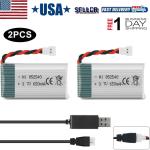 2-Pack 650mAh 3.7V Lipo Battery with Charger