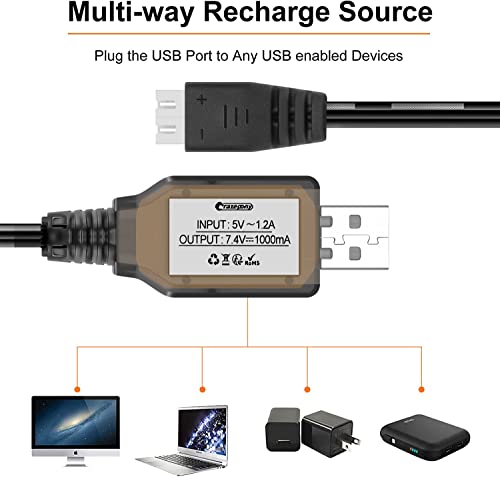 2 USB Charger Cable for LiPo Batteries
