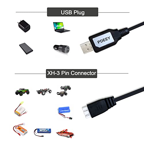 2-Pack Lipo Battery Charger Cable for Drones