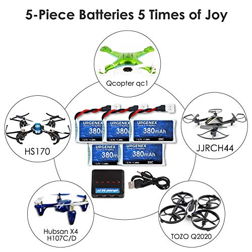 5-Pack URGENEX LiPo Batteries with Charger for Drones