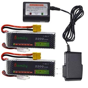 Blomiky 2-Pack 11.1V 2200mAh Lipo Battery & Charger