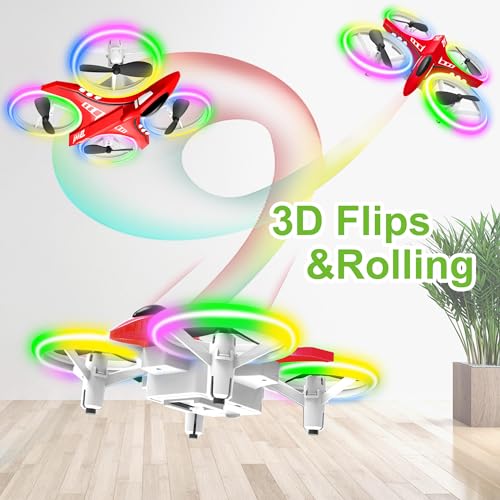 Red Mini Drone with LED Lights