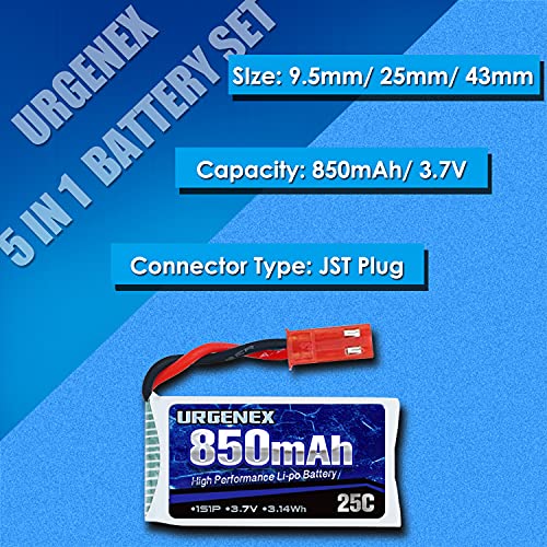850mAh Lipo Battery with JST Plug and Charger