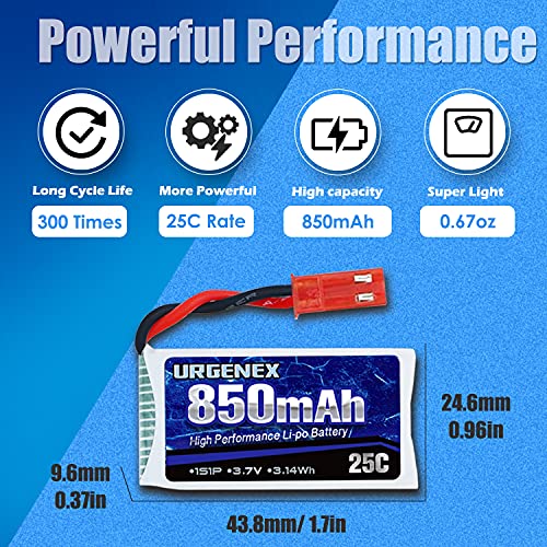 850mAh Lipo Battery with JST Plug and Charger