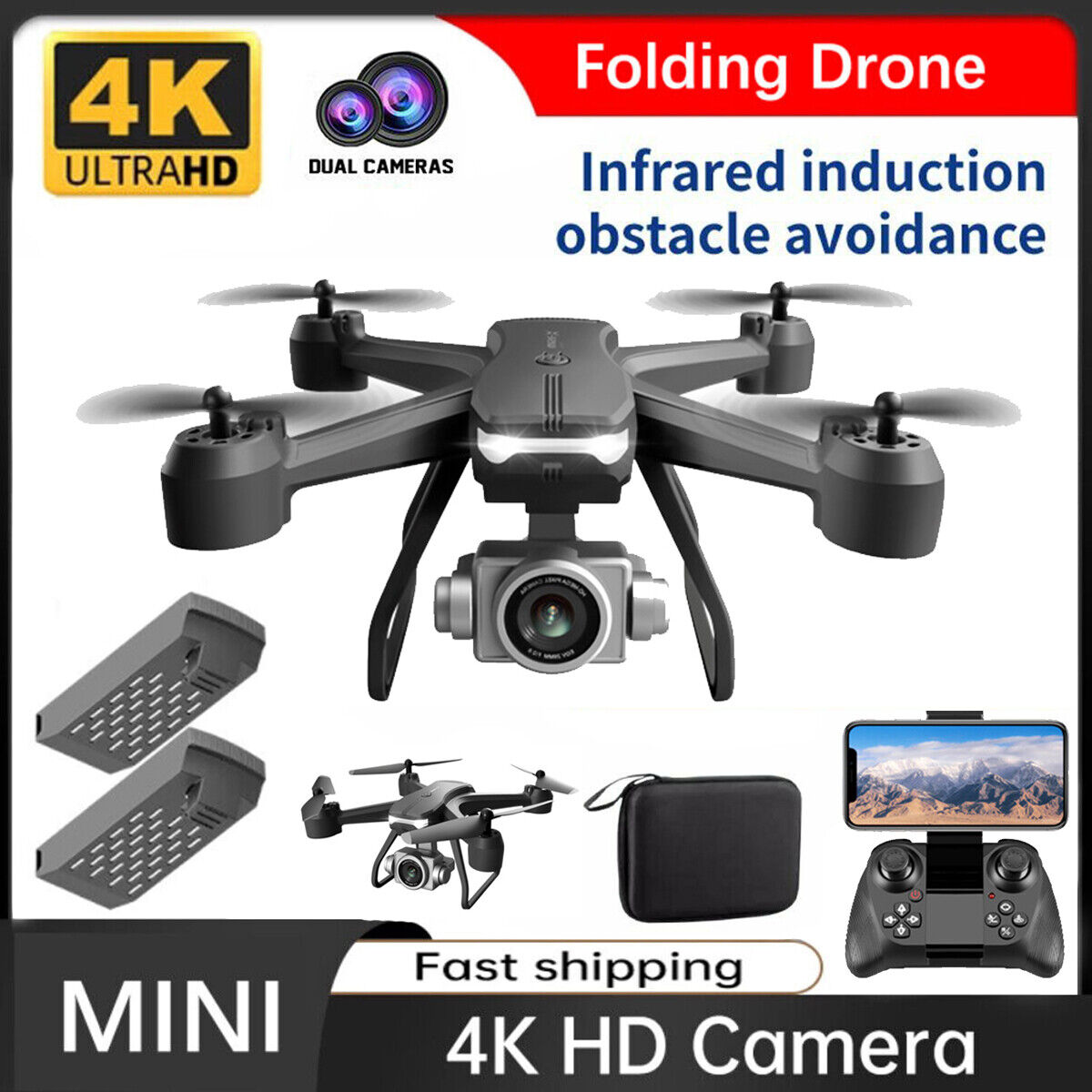 Pro RC Drone with Dual 4K Cameras