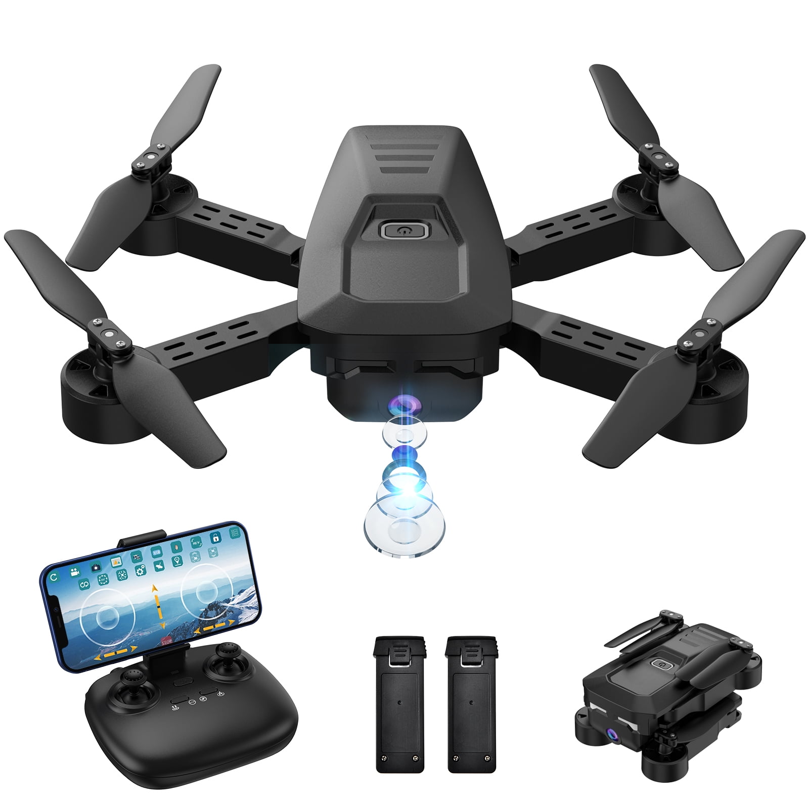 RC Drone with FPV Camera 720P HD Live Video Feed 2.4GHz 6-Axis Gyro Quadcopter for Kids & Adults, Selfie Drone with Altitude Hold, One Key Start Function, and Bonus Battery