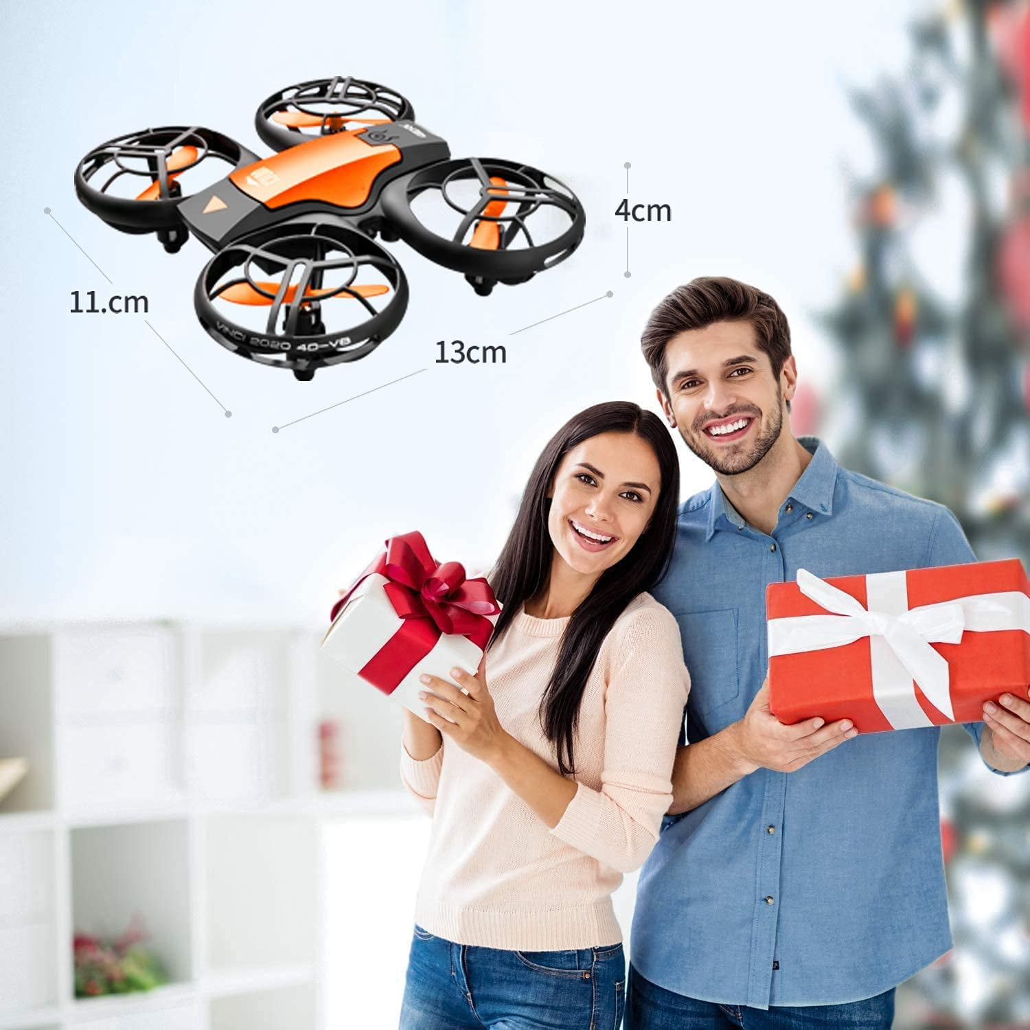 4DRC V8c Drone - 720P HD Camera, 2 Batteries, Orange
