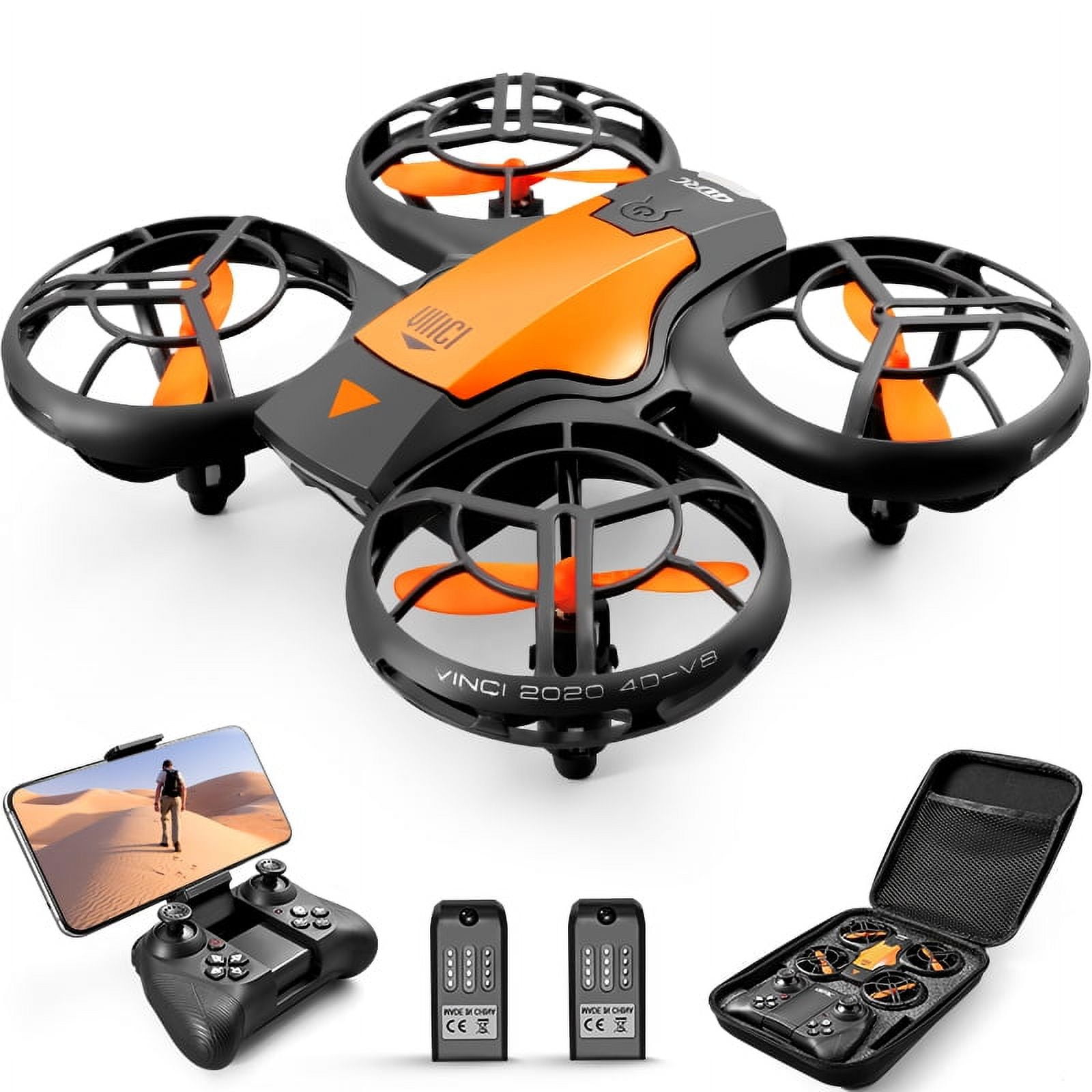 4DRC V8c Drone - 720P HD Camera, 2 Batteries, Orange