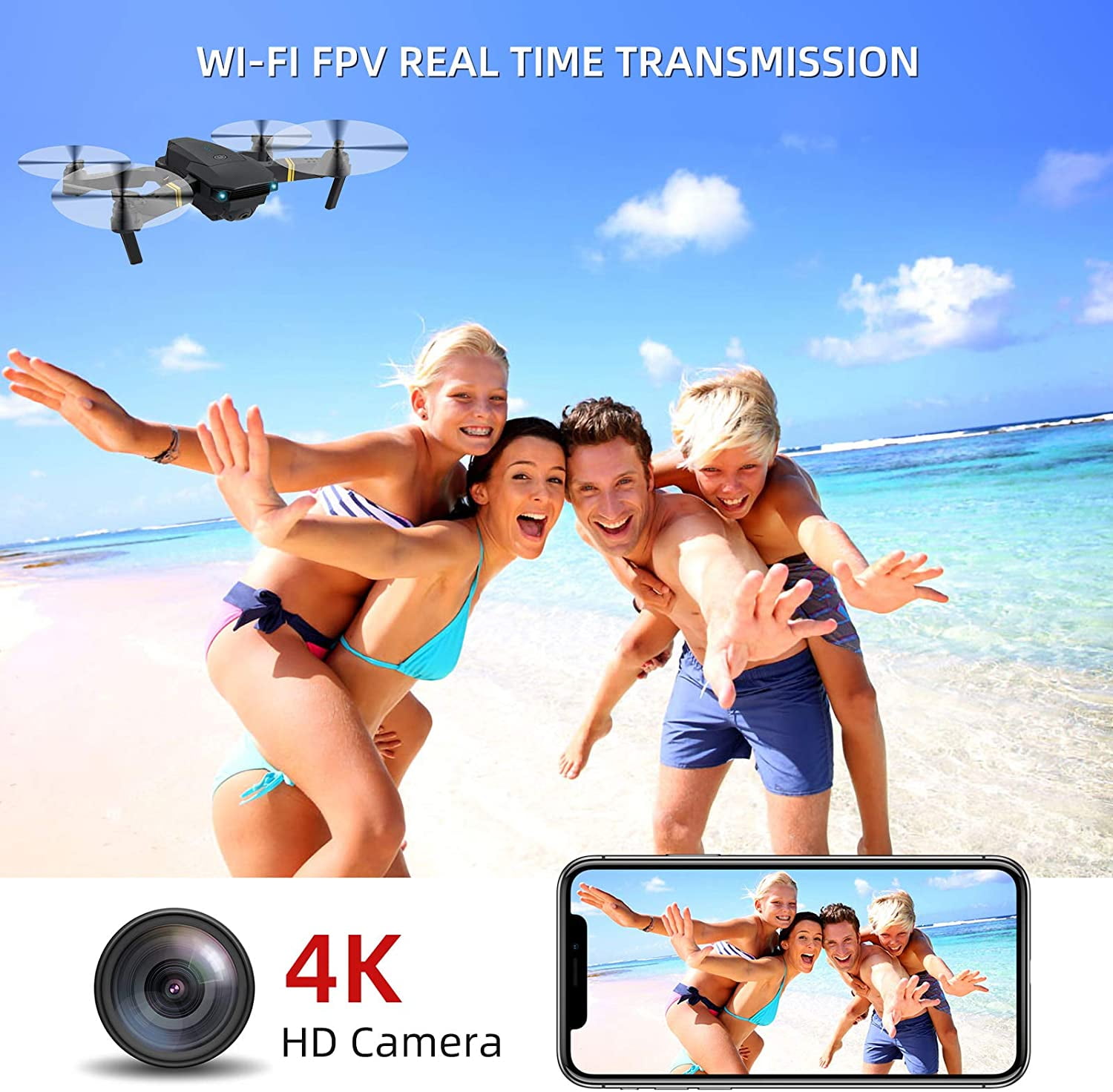 Aerial Drone Professional HD 1080P 90° Adjustable Camera Folding Wifi 360 Degree Roll FPV Selfie RC Drone with Real Time Video with 1 Batteries