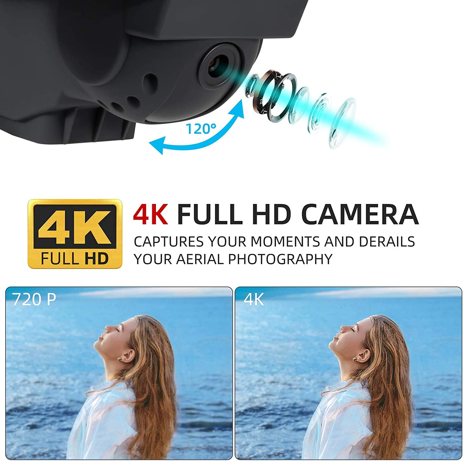Aerial Drone Professional HD 1080P 90° Adjustable Camera Folding Wifi 360 Degree Roll FPV Selfie RC Drone with Real Time Video with 1 Batteries