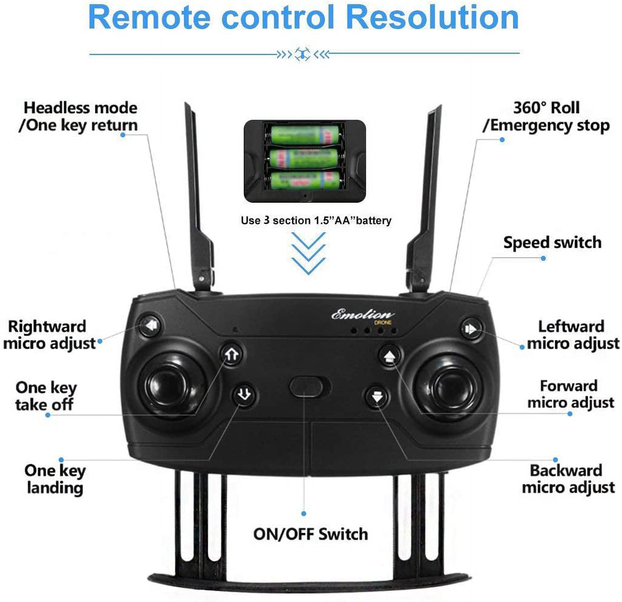 Aerial Drone Professional HD 1080P 90° Adjustable Camera Folding Wifi 360 Degree Roll FPV Selfie RC Drone with Real Time Video with 1 Batteries