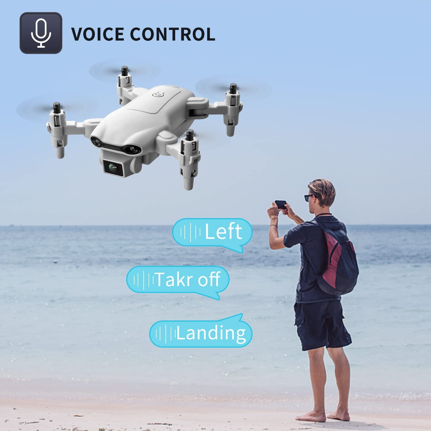 4DRC V9 Mini Drone with 720P HD Camera for Adults, Foldable Quadcopter with FPV WiFi Camera 3 Modular Batteries White