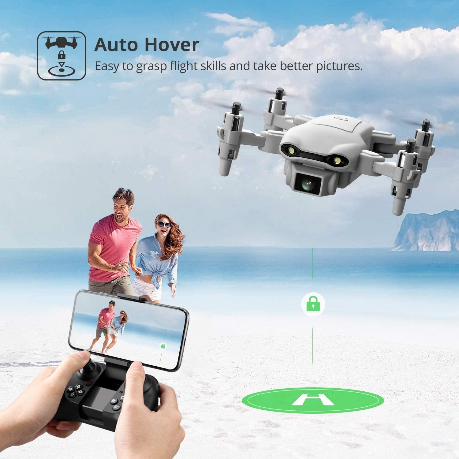 4DRC V9 Mini Drone with 720P HD Camera for Adults, Foldable Quadcopter with FPV WiFi Camera 3 Modular Batteries White