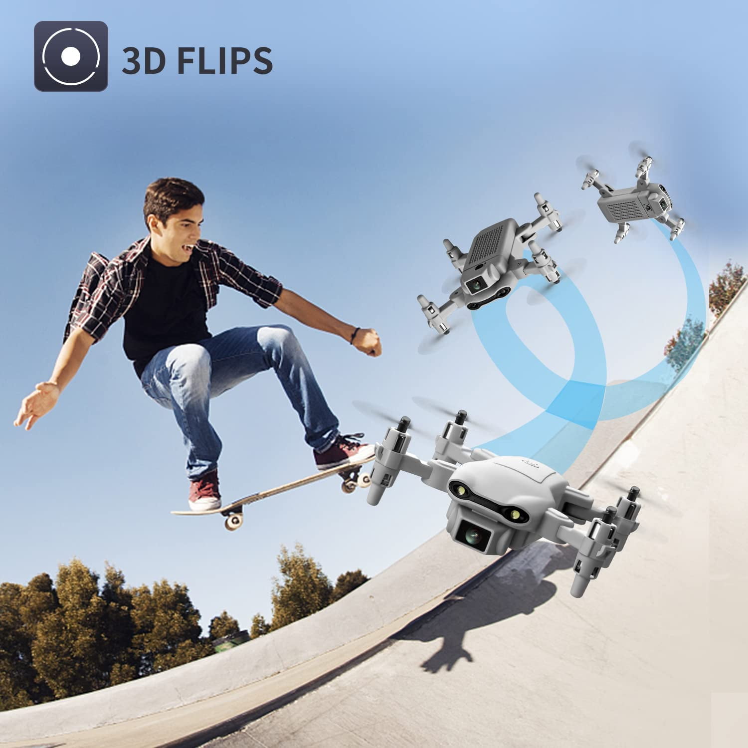 4DRC V9 Mini Drone with 720P HD Camera for Adults, Foldable Quadcopter with FPV WiFi Camera 3 Modular Batteries White