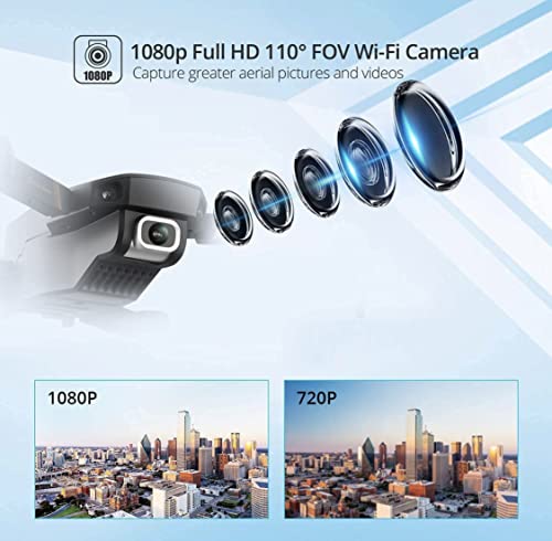 Upgraded Drone Camera for adults, Dual 1080P HD Camera, FPV Drone for kids, 3x Long Life Batteries, Foldable Mini Drone like DJI drone