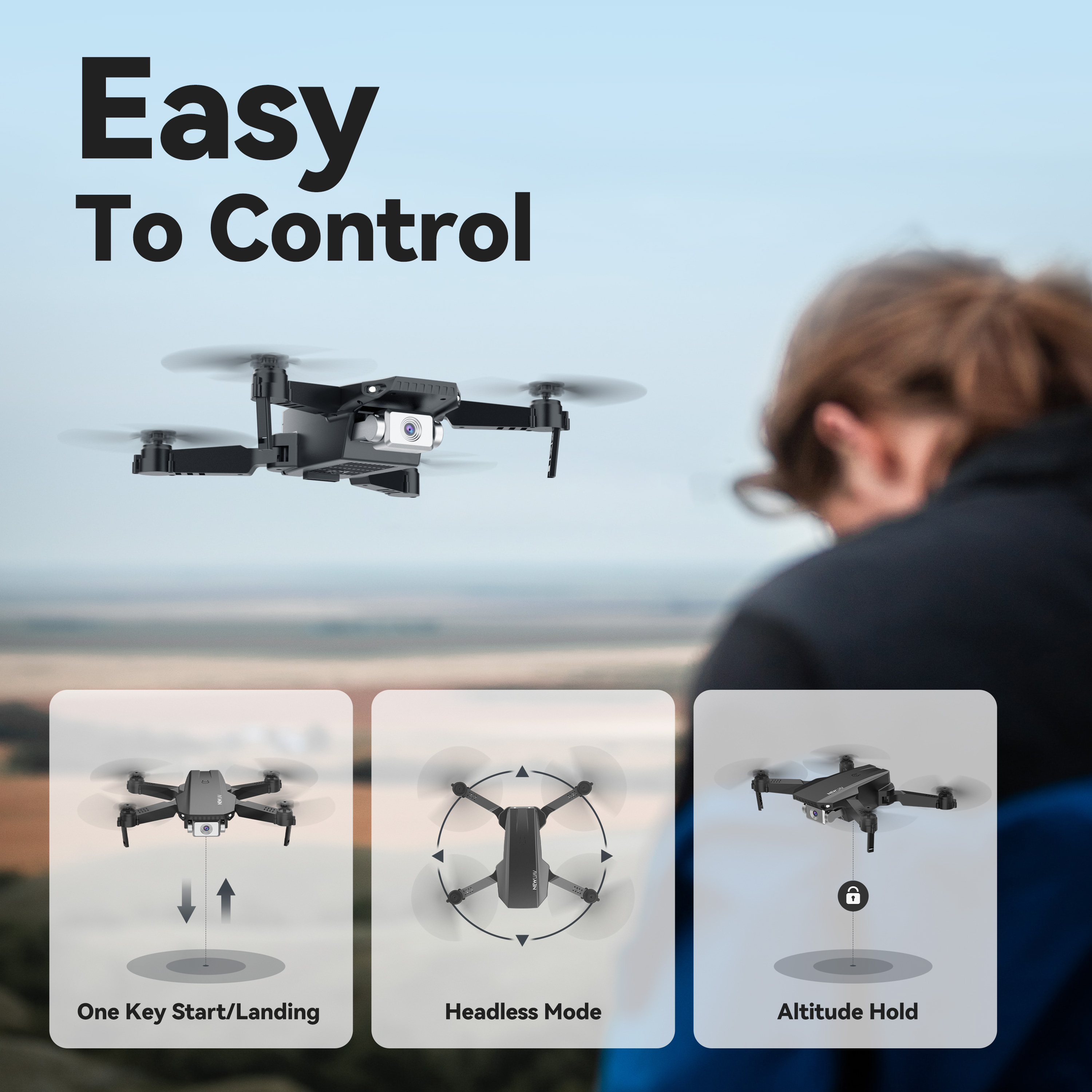 Foldable 4K Dual Camera Drone with Voice Control