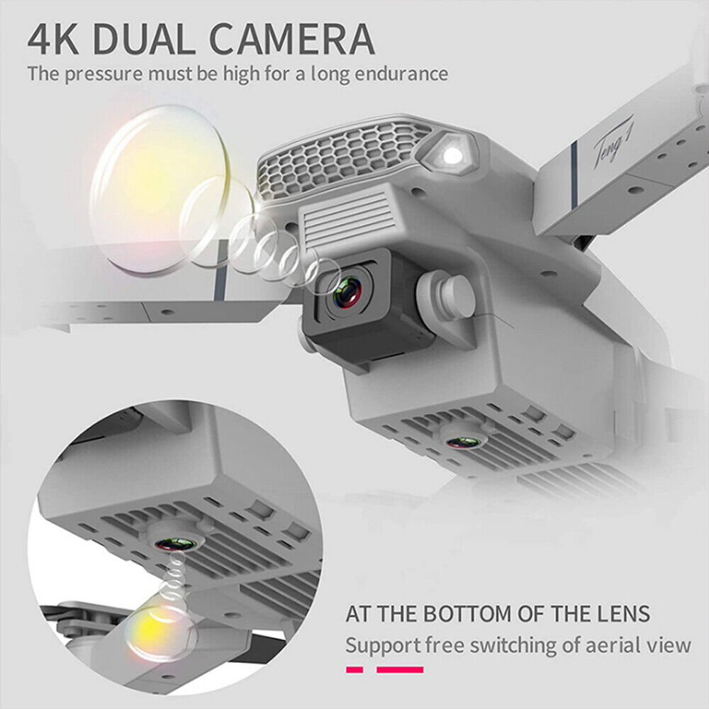 Drone X Pro 4K HD Selfie Camera WIFI FPV GPS Foldable RC Quadcopter w/ 3 Battery