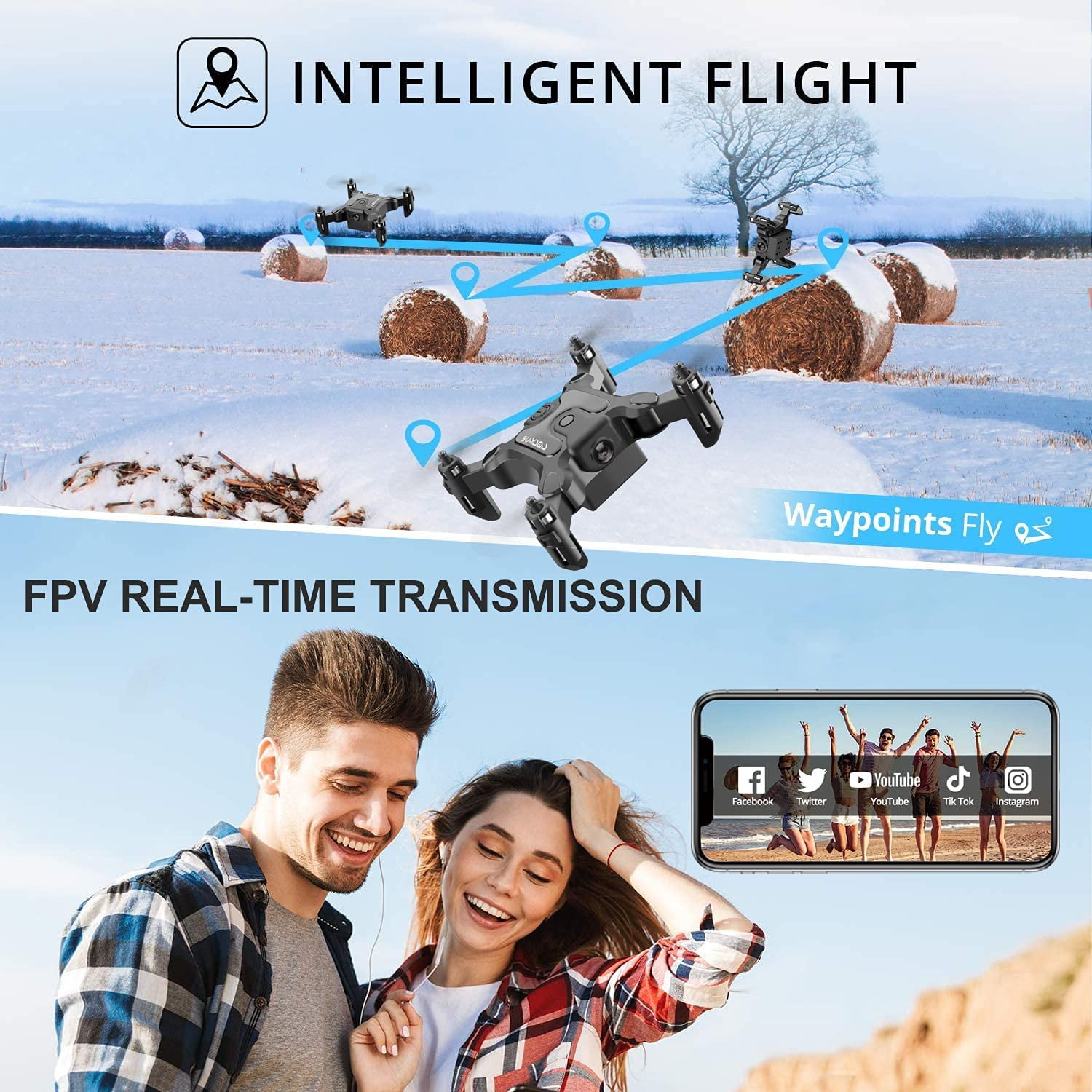 Mini Foldable FPV Drone with Camera