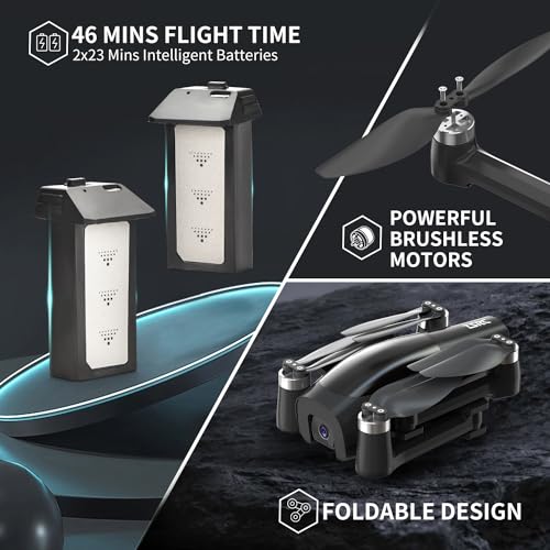 TENSSENX GPS Drone with 4K Camera for Adults, TSRC A6 Foldable RC Quadcopter with Auto Return, Follow Me, Optical Flow, Waypoint Fly, Circle Fly, Headless Mode, Altitude Hold, 46 Mins Flight Time