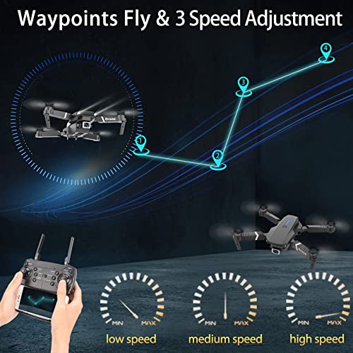 MOCVOO Drone With 1080P Camera for Adults Beginners Kids, Foldable RC Quadcopter, Toys Drone Gifts, 1080P FPV Video, 2 Batteries, Carrying Case, One Key Start, Headless Mode, Waypoints fly, 360° Flips