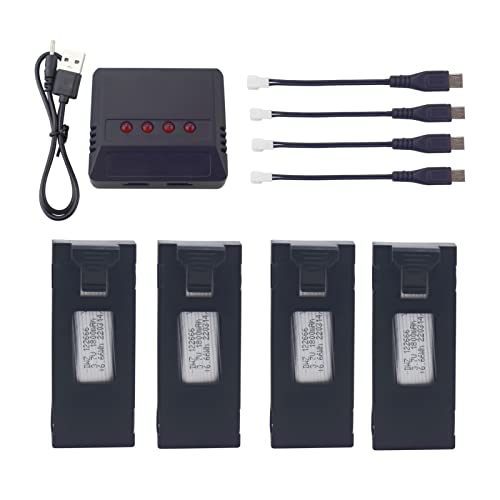 5Pcs 3.7V 1800mAh Drone Batteries With Charging Cable - For E88, E525, LsE525 Models
