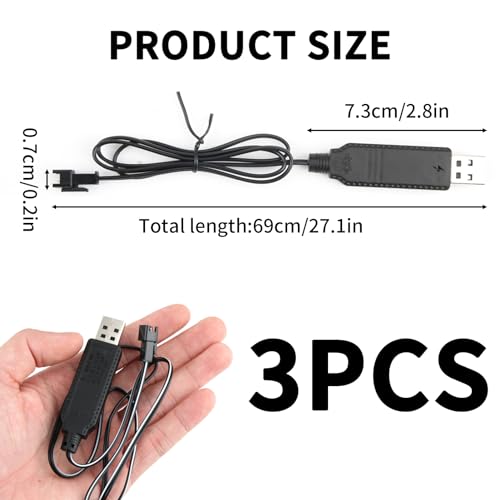 3-Pack USB Charger for 3.7V RC Drones
