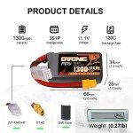 Ovonic 11.1V 120C 1300mAh Lipo Battery 2 Pack