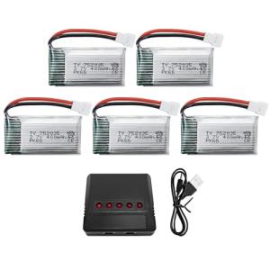 5PCS 3.7V 400mAh Battery Pack with Charger
