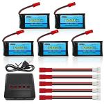5-Pack 3.7V 1200mAh Lipo Batteries with Charger