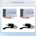 Tosiicop 650mAh Drone Battery 2-Pack with Chargers