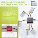 5-Pack 800mAh Lithium Batteries with 5-in-1 Charger