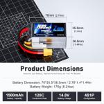 Zeee 4S 1500mAh LiPo Battery for Drones (2-Pack)