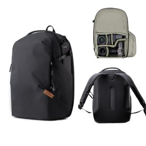 PGYTECH OneGo Lite Camera Backpack 22L Lightweight Camera Bag Compatible with Sony/Canon/Nikon/DSLR/SLR Mirrorless Cameras, Water-Resistant BackPack for Urban & Travel Photography, Matte Black