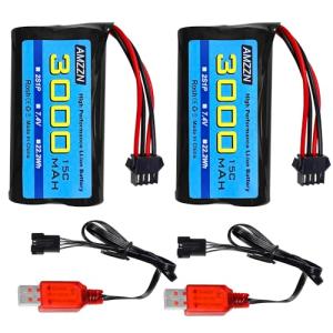 AMZZN 2PCS 7.4V 3000mAh Li-ion Battery with Charger