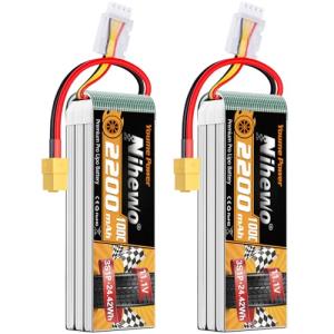 11.1V 2200mAh 3S Lipo Battery Pack (2 Pack)