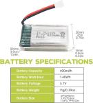 5-Pack 3.7V 400mAh Drone Batteries with Charger
