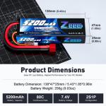 Zeee 2S 5200mAh 50C Lipo Battery for Drones