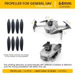 16 PCS Low-Noise Quick-Release Drone Propellers
