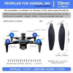 16 PCS Low-Noise Universal Drone Propellers Kit